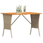 vidaXL Masă de grădină cu blat din lemn de salcâm Bej Poly Rattan vidaXL Masă de grădină cu blat din lemn de salcâm Bej Poly Rattan