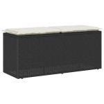 vidaXL Bancă de grădină cu pernă, negru, 110x50x58 cm, poliratan vidaXL Bancă de grădină cu pernă, negru, 110x50x58 cm, poliratan