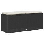 vidaXL Bancă de grădină cu pernă, negru, 110x50x58 cm, poliratan vidaXL Bancă de grădină cu pernă, negru, 110x50x58 cm, poliratan