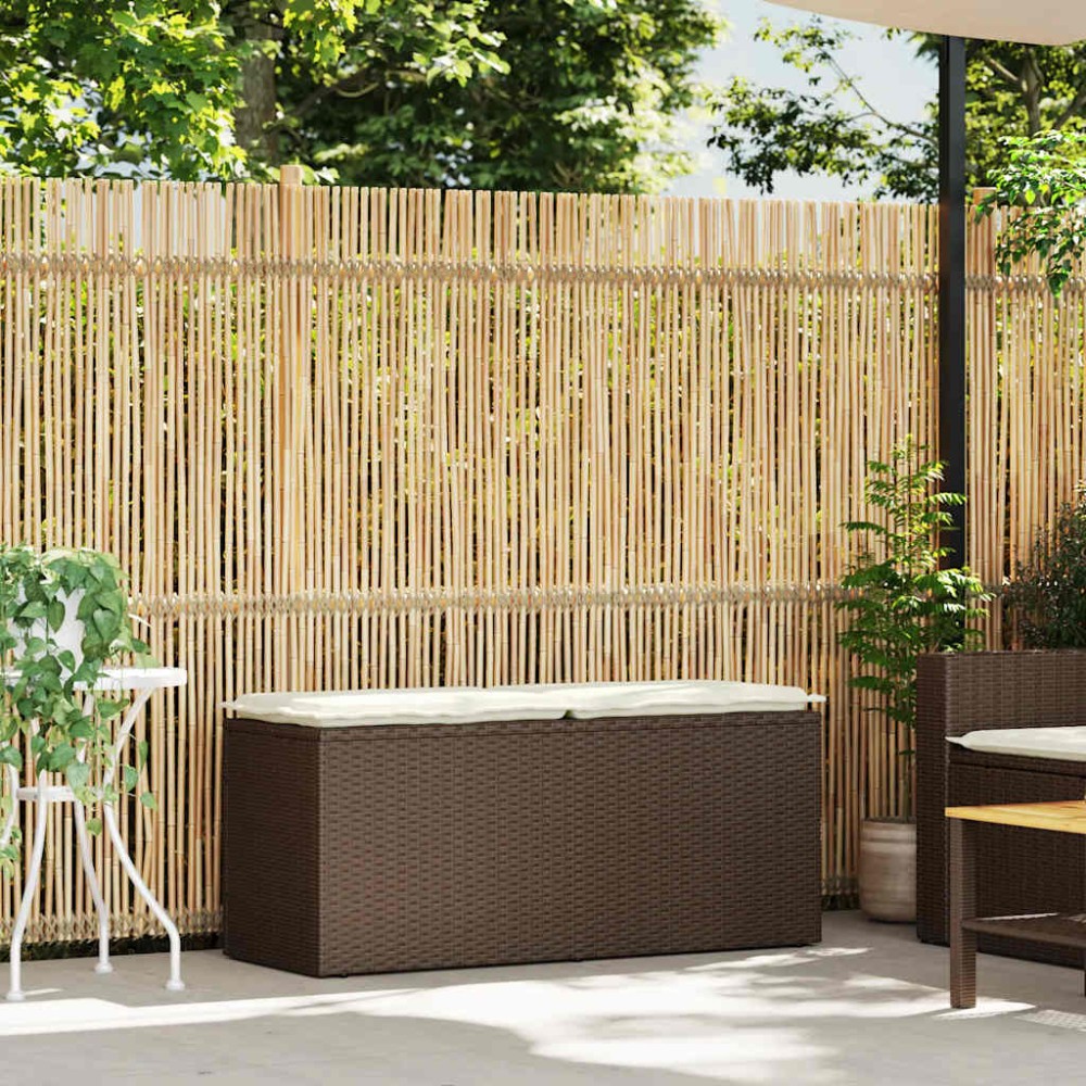 vidaXL Bancă de grădină cu pernă maro 110x40x44 cm polirattan