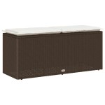 vidaXL Bancă de grădină cu pernă maro 110x40x44 cm polirattan vidaXL Bancă de grădină cu pernă maro 110x40x44 cm polirattan