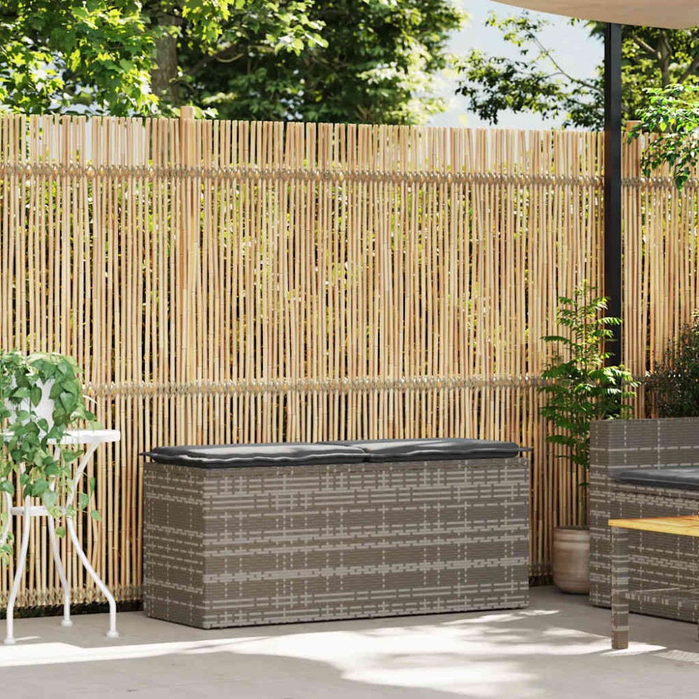 vidaXL Bancă de grădină cu pernă gri 110x40x44 cm polirattan