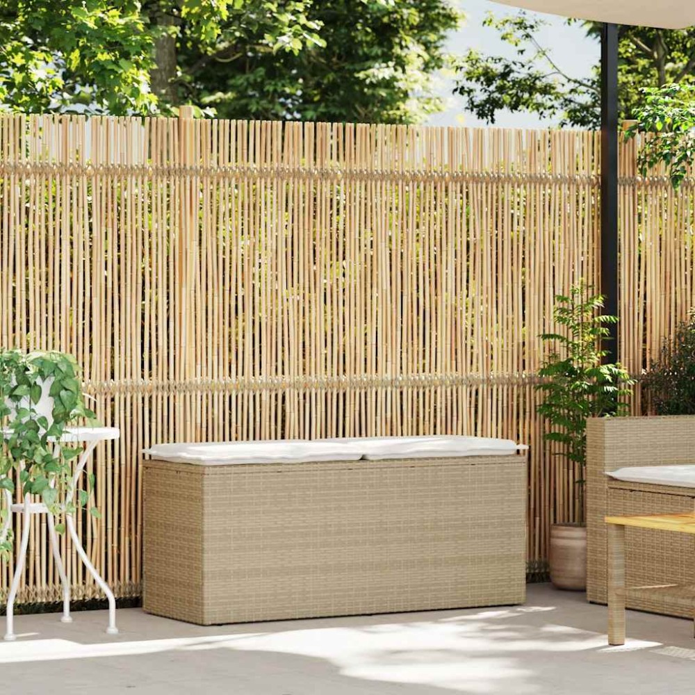 vidaXL Bancă de grădină cu pernă Bej 110x40x44 cm polirattan