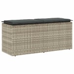 vidaXL Bancă de grădină cu pernă Gri deschis 110x40x44 cm Poly Ratan vidaXL Bancă de grădină cu pernă Gri deschis 110x40x44 cm Poly Ratan