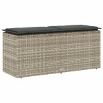 vidaXL Bancă de grădină cu pernă Gri deschis 110x40x44 cm Poly Ratan vidaXL Bancă de grădină cu pernă Gri deschis 110x40x44 cm Poly Ratan