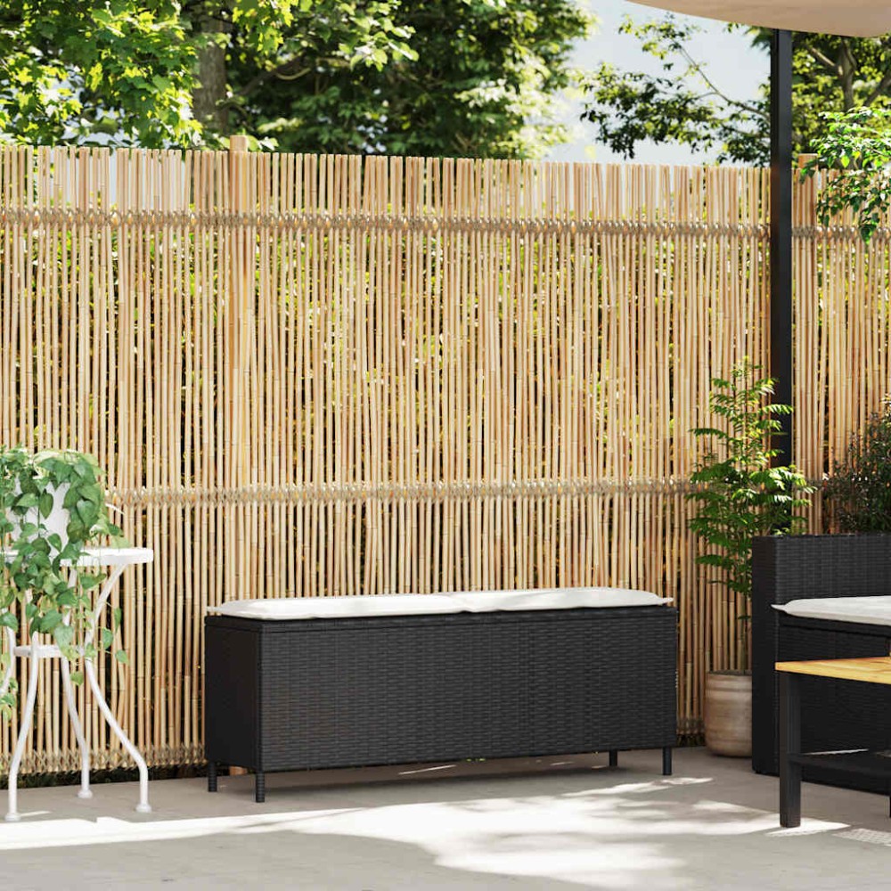 vidaXL Bancă de grădină cu pernă neagră 110x30x40,5 cm Poly Rattan