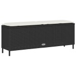 vidaXL Bancă de grădină cu pernă neagră 110x30x40,5 cm Poly Rattan vidaXL Bancă de grădină cu pernă neagră 110x30x40,5 cm Poly Rattan