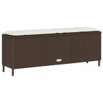 vidaXL Bancă de grădină cu pernă, maro,110x30x40,5 cm, poliratan vidaXL Bancă de grădină cu pernă, maro,110x30x40,5 cm, poliratan