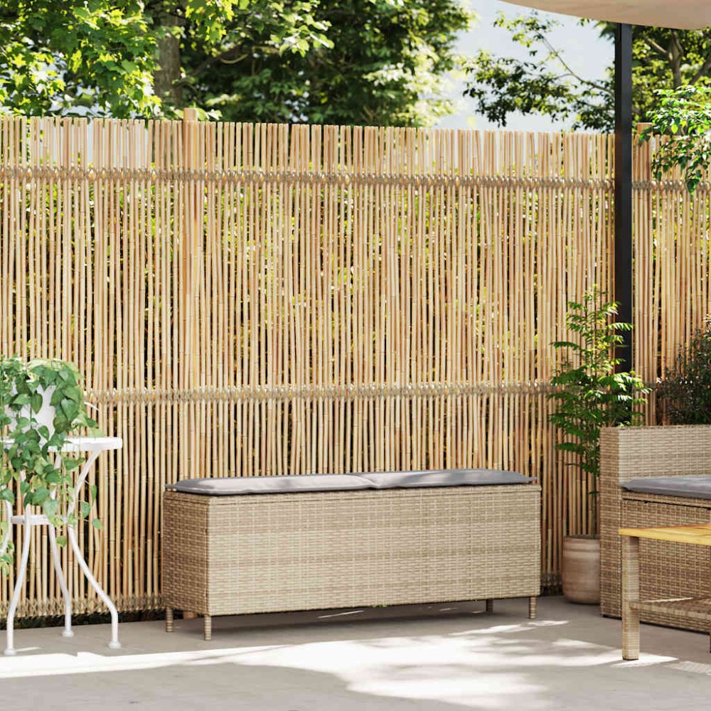 vidaXL Bancă de grădină cu pernă Bej 110x30x40,5 cm Poly Ratan