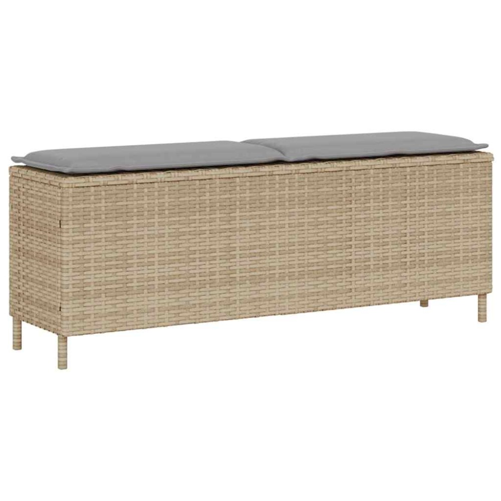 vidaXL Bancă de grădină cu pernă Bej 110x30x40,5 cm Poly Ratan