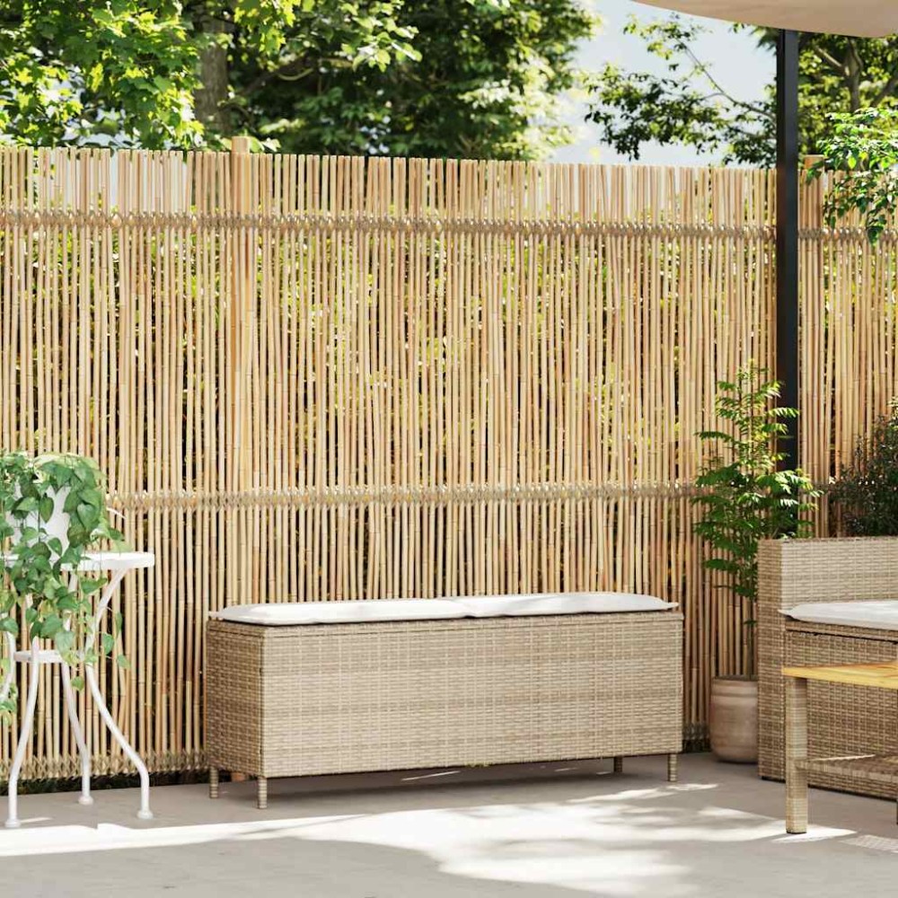 vidaXL Bancă de grădină cu pernă Bej 110x30x40,5 cm Poly Ratan