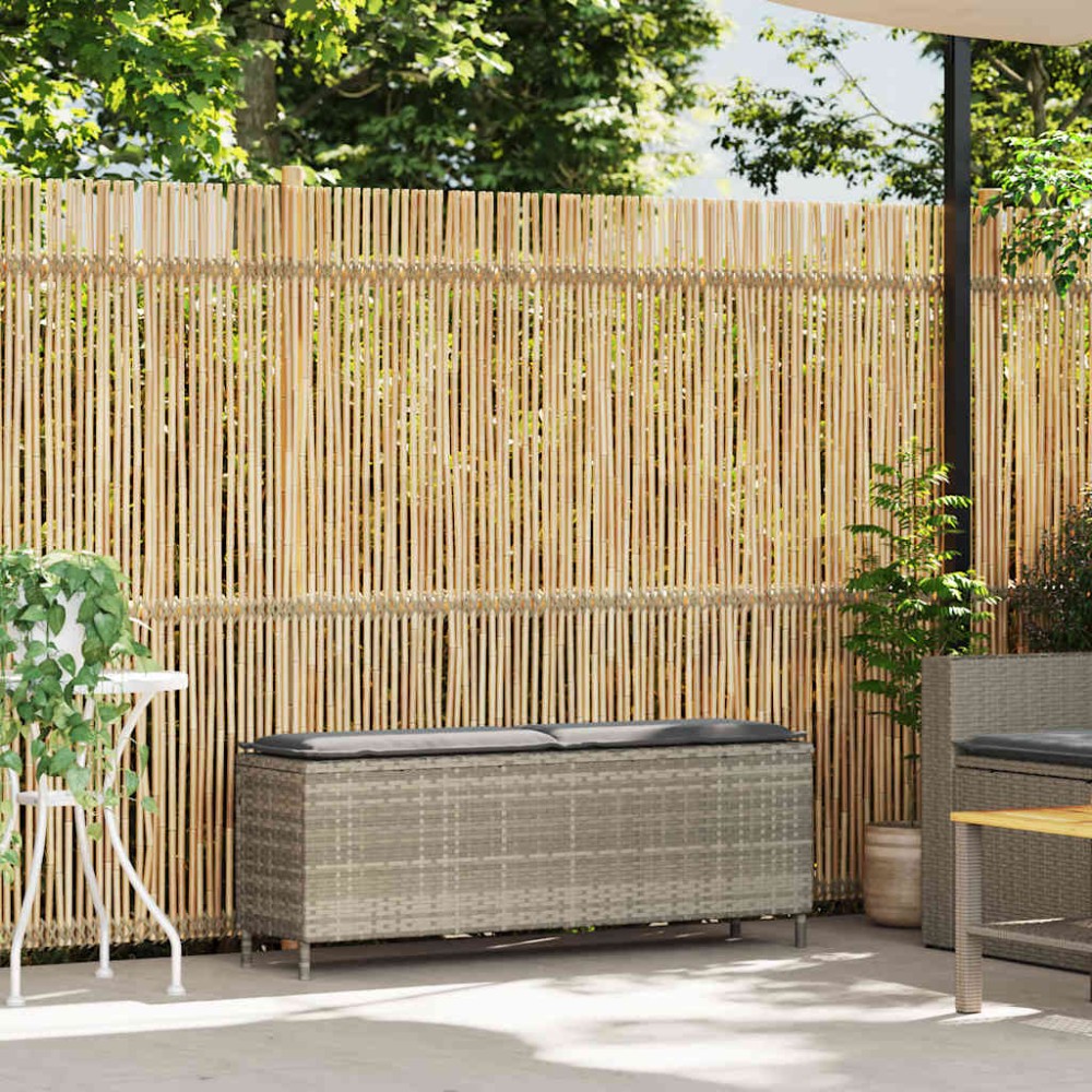 vidaXL Bancă de grădină cu pernă gri deschis 110x30x40,5 cm Poly Ratan