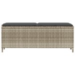 vidaXL Bancă de grădină cu pernă gri deschis 110x30x40,5 cm Poly Ratan