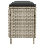 vidaXL Bancă de grădină cu pernă gri deschis 110x30x40,5 cm Poly Ratan