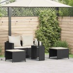 vidaXL Set canapea de grădină 5 piese cu perne stivuibile din negru vidaXL Set canapea de grădină 5 piese cu perne stivuibile din negru