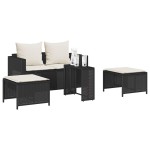 vidaXL Set canapea de grădină 5 piese cu perne stivuibile din negru vidaXL Set canapea de grădină 5 piese cu perne stivuibile din negru