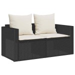 vidaXL Set canapea de grădină 5 piese cu perne stivuibile din negru vidaXL Set canapea de grădină 5 piese cu perne stivuibile din negru