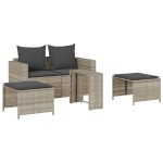 vidaXL Set canapea de grădină 5 piese cu perne stivuibile gri deschis vidaXL Set canapea de grădină 5 piese cu perne stivuibile gri deschis