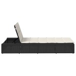 vidaXL Sezlong cu pernă plutitoare Rattan poli negru vidaXL Sezlong cu pernă plutitoare Rattan poli negru
