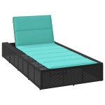 vidaXL Sezlong cu pernă plutitoare Rattan poli negru vidaXL Sezlong cu pernă plutitoare Rattan poli negru
