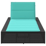 vidaXL Sezlong cu pernă plutitoare Rattan poli negru vidaXL Sezlong cu pernă plutitoare Rattan poli negru