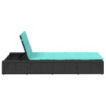 vidaXL Sezlong cu pernă plutitoare Rattan poli negru vidaXL Sezlong cu pernă plutitoare Rattan poli negru