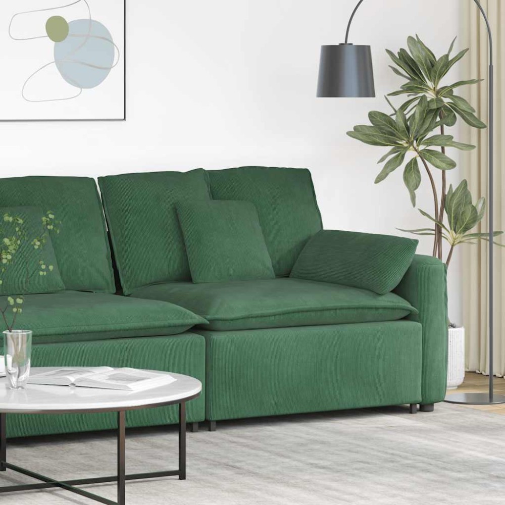 vidaXL Modul modular de capăt pentru cotieră canapea cu perne verde închis 100 cm