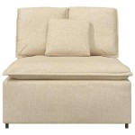 vidaXL Modul central canapea modulară cu perne, crem, 100 cm vidaXL Modul central canapea modulară cu perne, crem, 100 cm