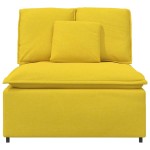 vidaXL Modul central canapea modulară cu perne, galben deschis, 100 cm vidaXL Modul central canapea modulară cu perne, galben deschis, 100 cm