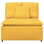 vidaXL Modul central canapea modulară cu perne, galben deschis, 100 cm vidaXL Modul central canapea modulară cu perne, galben deschis, 100 cm
