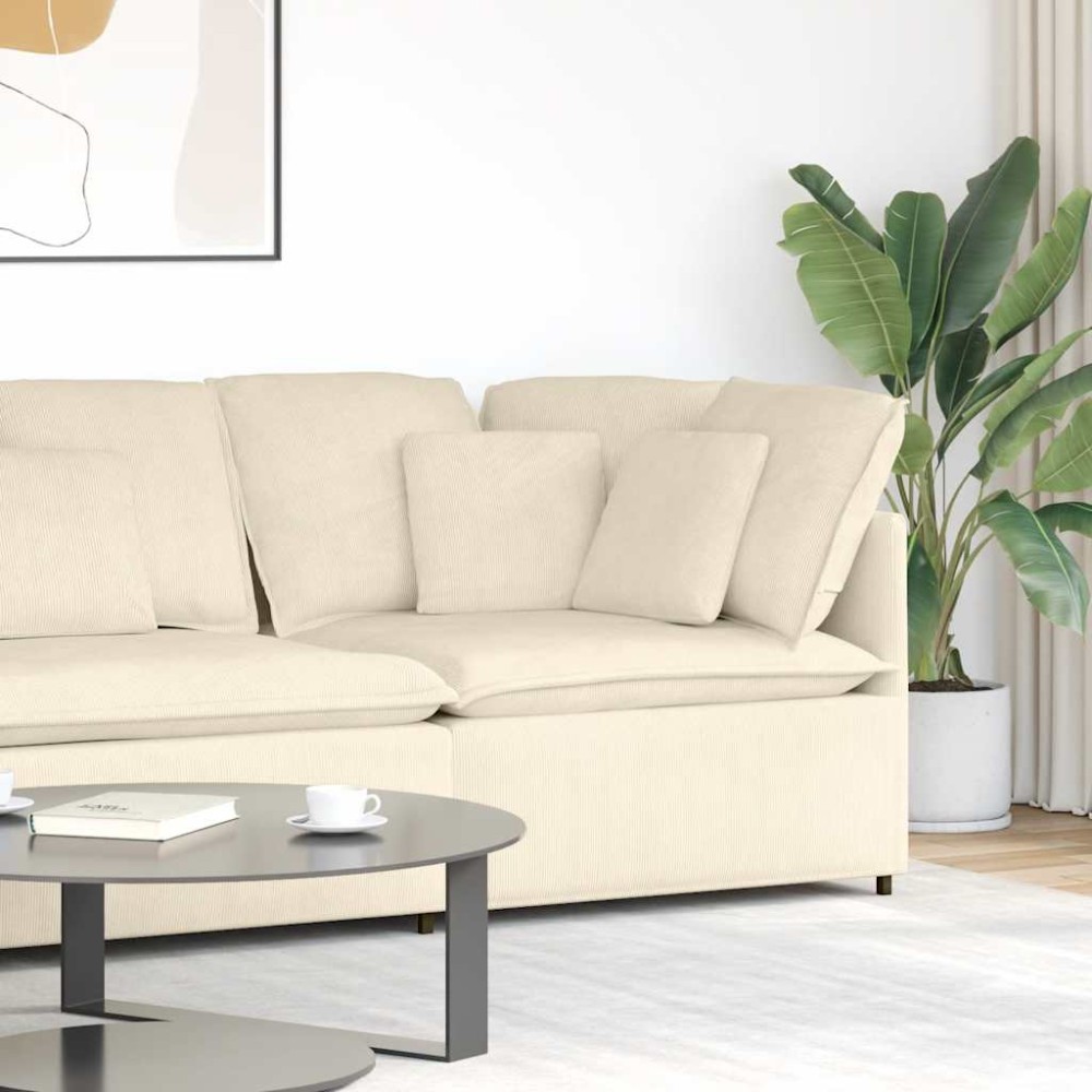 vidaXL Modul de colț pentru canapea modulară cu perne, crem, 100 cm
