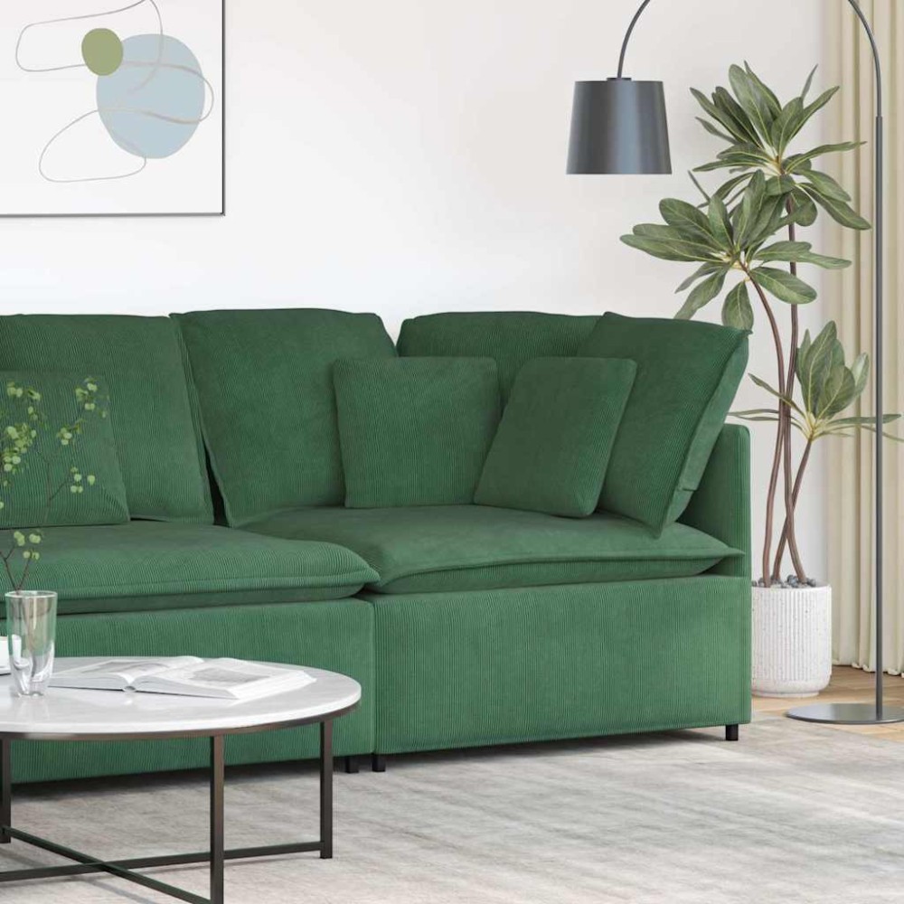 vidaXL Modul de colț pentru canapea modulară cu perne verde închis 100 cm