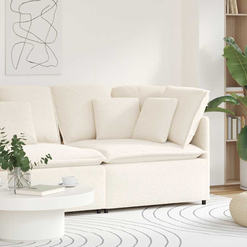 vidaXL Modul de colț pentru canapea modulară cu perne, crem, 100 cm