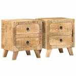 vidaXL Noptiera 2 buc 40x32x46 cm Lemn masiv Mango brut vidaXL Noptiera 2 buc 40x32x46 cm Lemn masiv Mango brut
