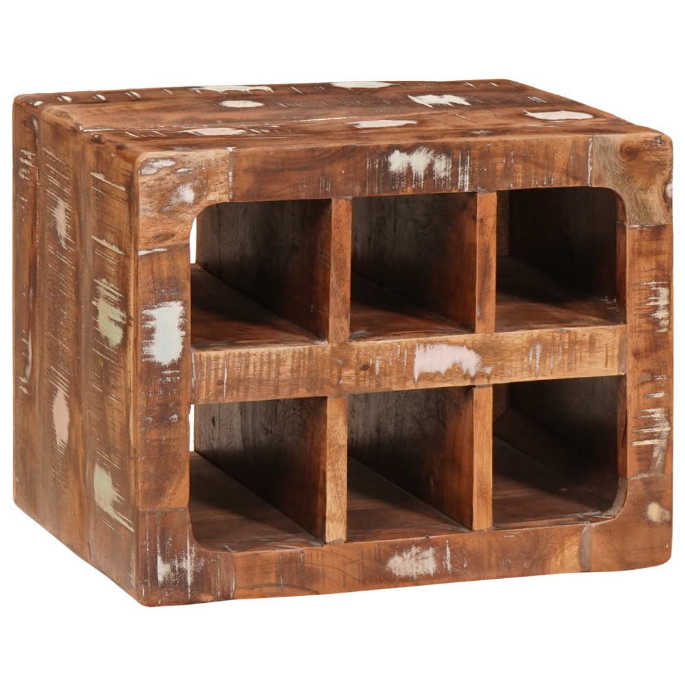 vidaXL Raft pentru vin Maro 44 x 30 x 35 cm Lemn solid recuperat