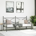 vidaXL Pat de zi fără saltea Negru 90x200 cm Oțel