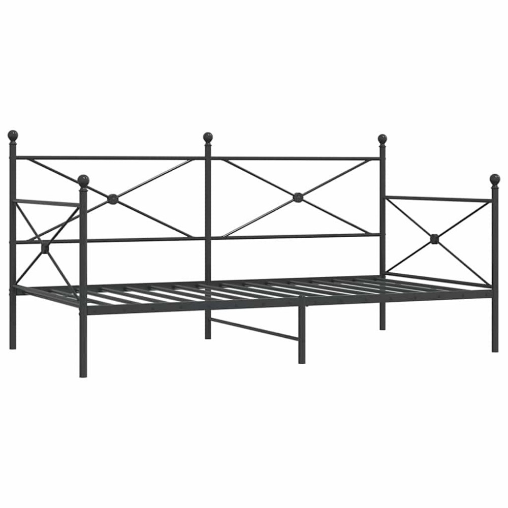 vidaXL Pat de zi fără saltea Negru 100x190 cm Oțel