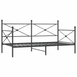 vidaXL Pat de zi fără saltea Negru 100x190 cm Oțel