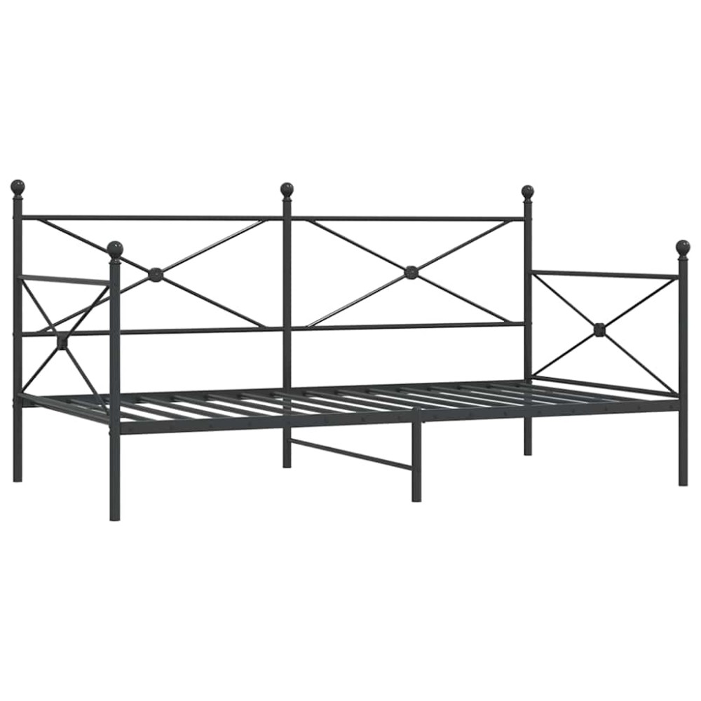 vidaXL Pat de zi fără saltea Negru 100x200 cm Oțel