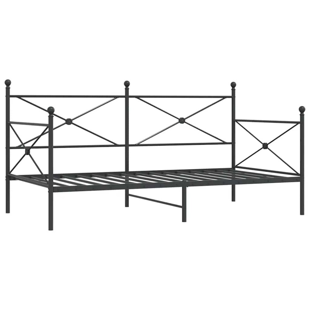 vidaXL Pat de zi fără saltea Negru 107x203 cm Oțel