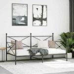 vidaXL Pat de zi fără saltea Negru 107x203 cm Oțel