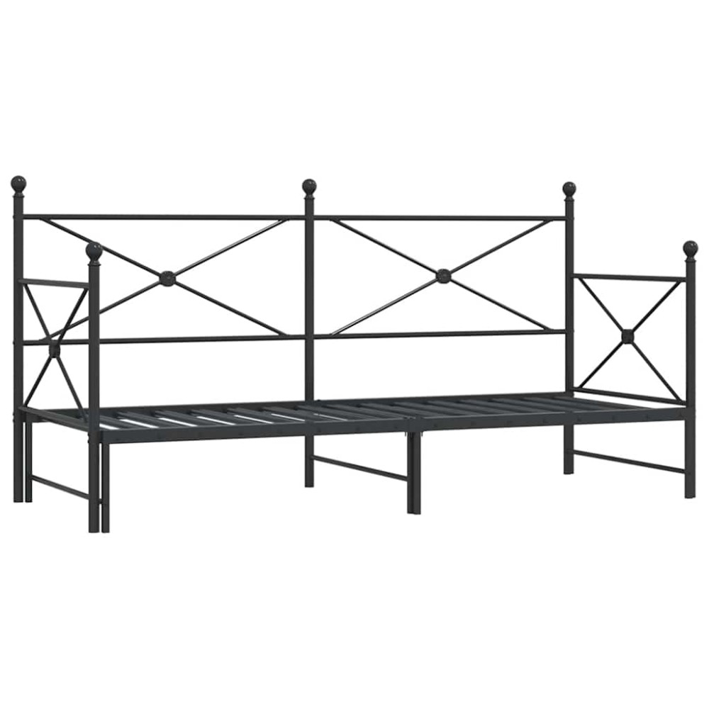 vidaXL Pat de zi cu șutul fără saltea Negru 90x190 cm Oțel