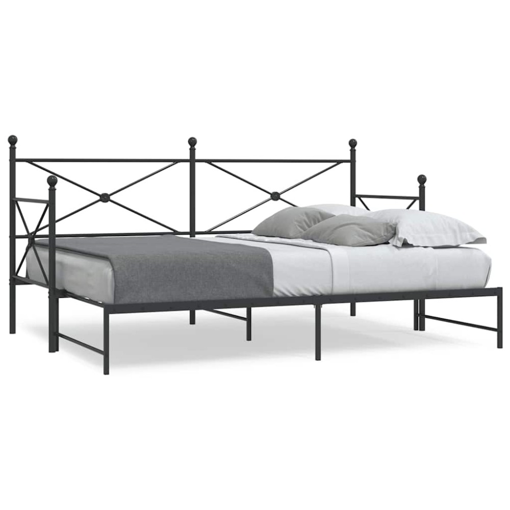 vidaXL Pat de zi cu șutul fără saltea Negru 90x190 cm Oțel