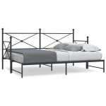 vidaXL Pat de zi cu șutul fără saltea Negru 90x190 cm Oțel
