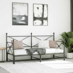 vidaXL Pat de zi cu șutul fără saltea Negru 90x190 cm Oțel