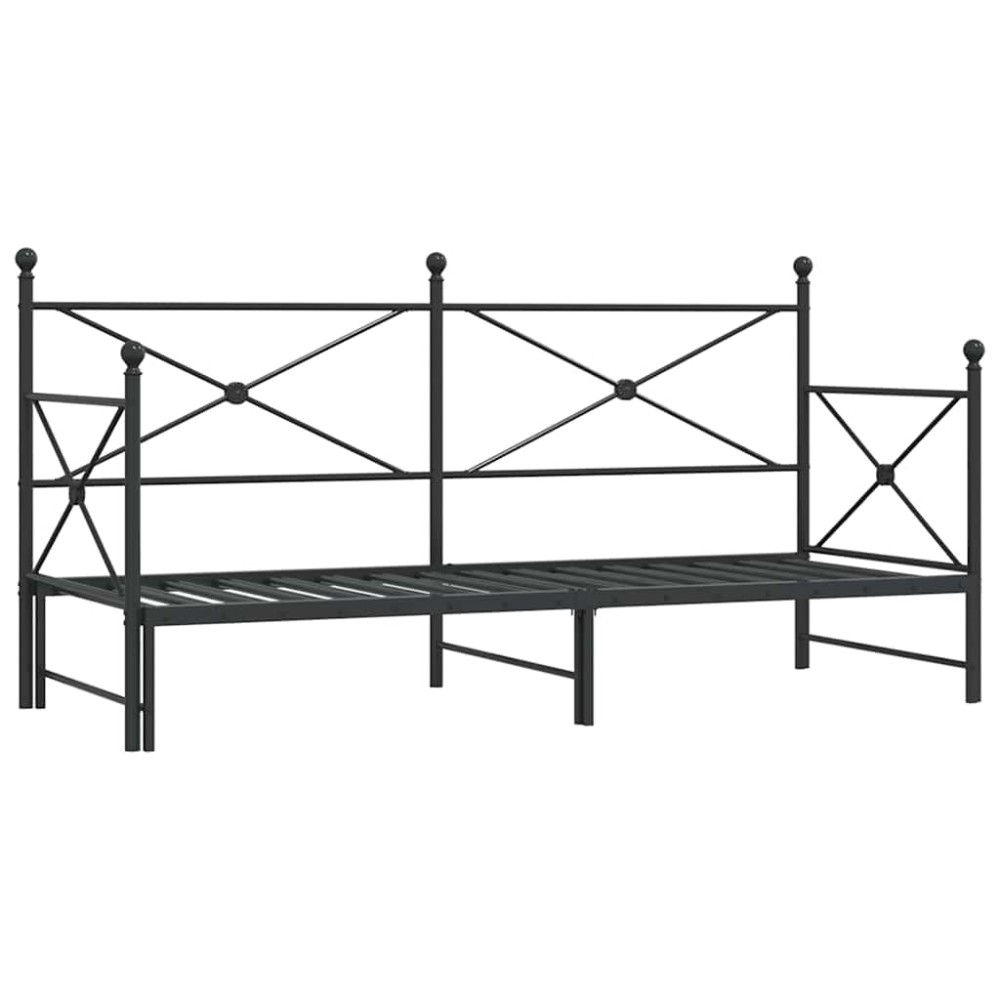 vidaXL Pat de zi cu șaia fără saltea Negru 90x200 cm Oțel