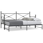 vidaXL Pat de zi cu șaia fără saltea Negru 90x200 cm Oțel