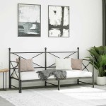 vidaXL Pat de zi cu șaia fără saltea Negru 90x200 cm Oțel