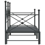 vidaXL Pat de zi cu șaia fără saltea Negru 90x200 cm Oțel
