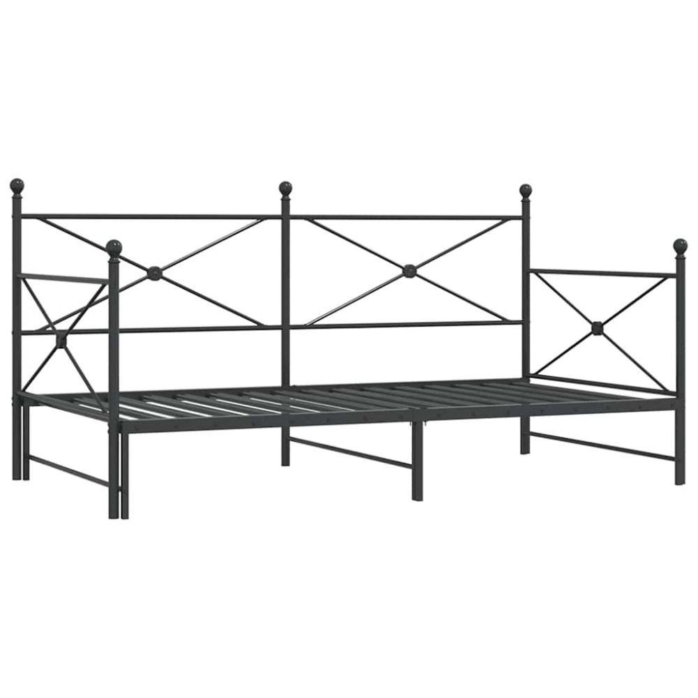 vidaXL Pat de zi cu șufer fără saltea Negru 100x190 cm Oțel